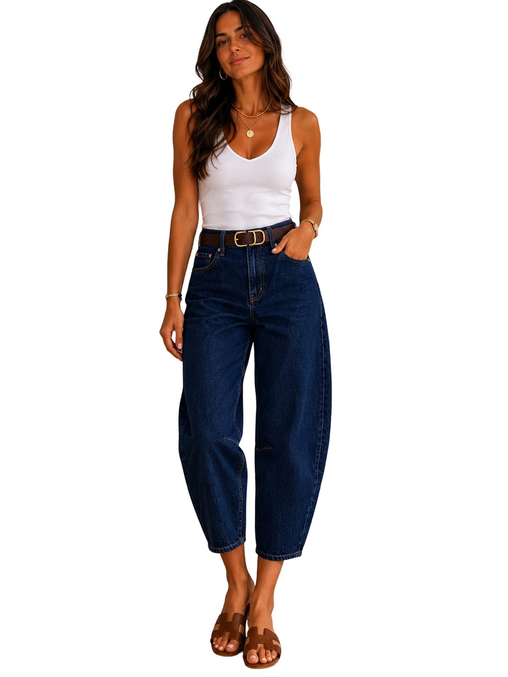 Banana Republic Mid Rise Barrel Jeans Size 
28 Petite Dark Rinse Cropped FA 2025